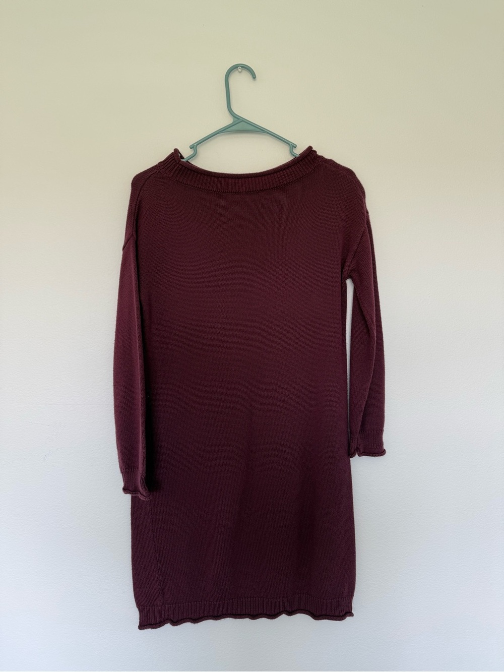 dip Burgundy Long Sleeve Knit Mini Dress